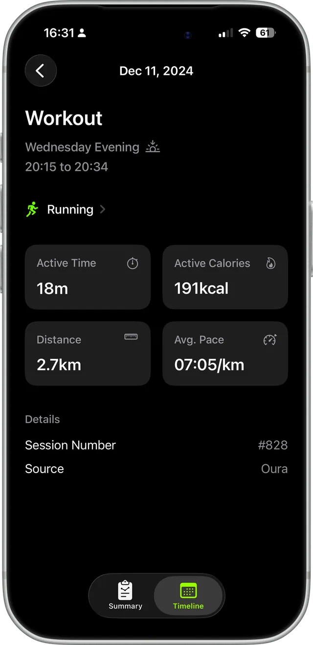 Streakout app preview – Session details
